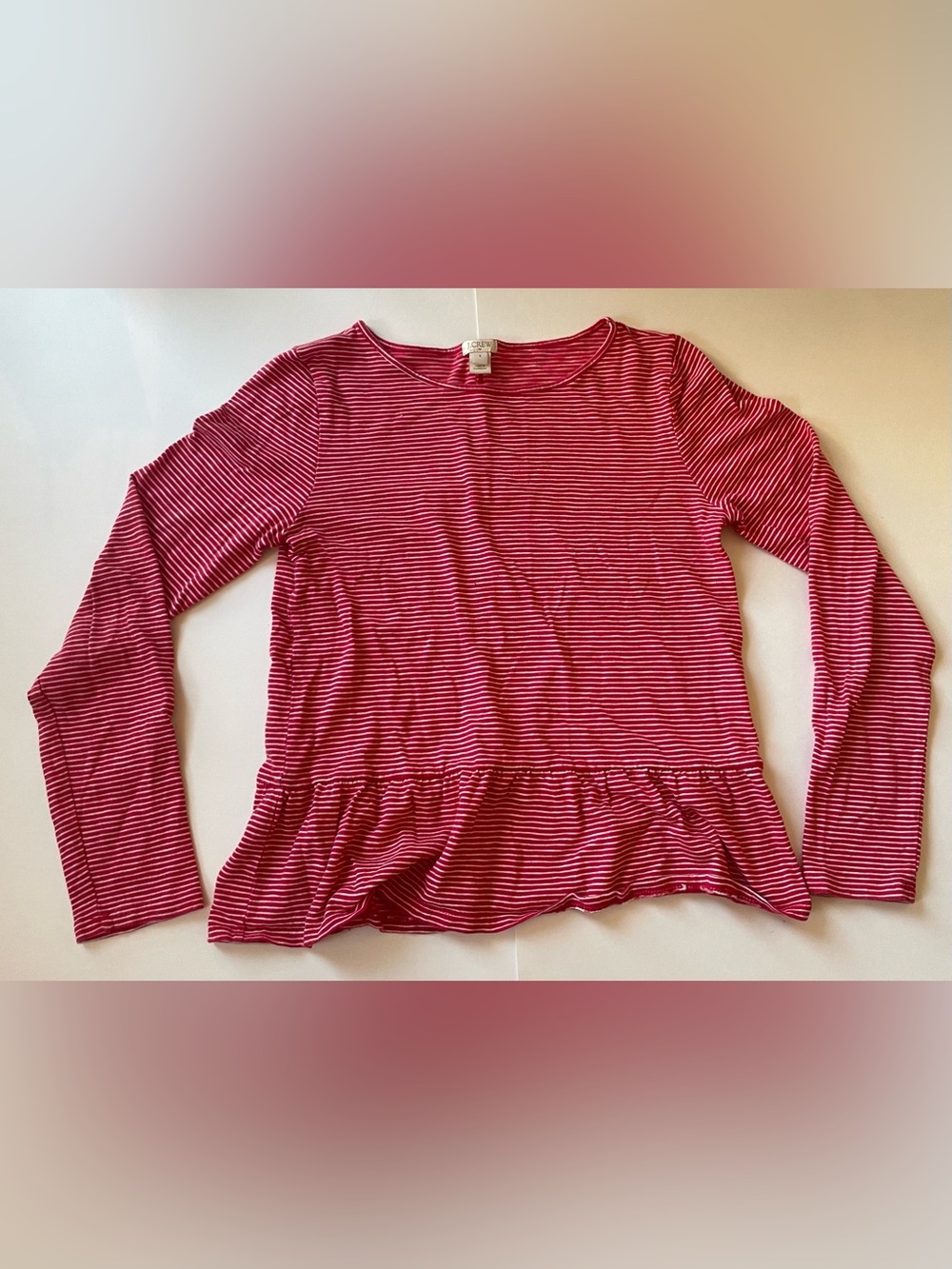 J. Crew Preppy Red and White Stripe Long Sleeve Top